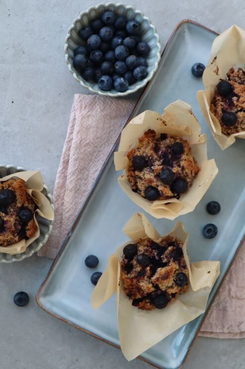 Kokosmuffins met blauwe bessen